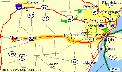 Detroit to Albion Map