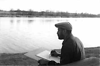 Jerome sketching at Barnes Park in Albion